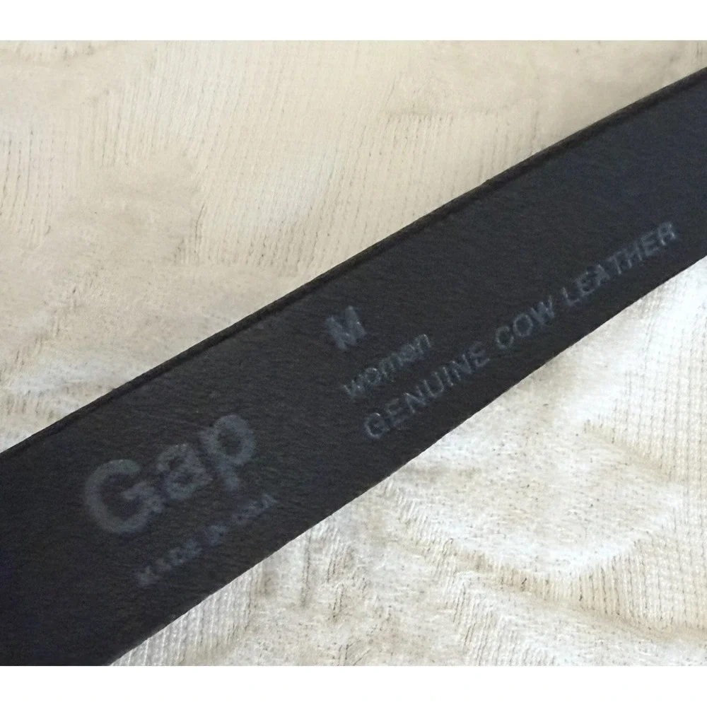 Vtg Gap‎ Black Leather Bow Belt Classic Preppy Coquette Women M Made In USA Y2K